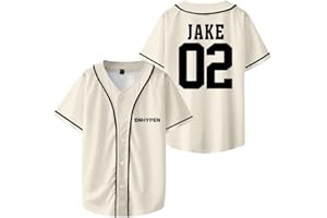 UJKHNBMR ENHYPEN Jake Merch V-Neck Shirts Baseball Jersey Shirt Women Men Fashion Casual Short Sleeve