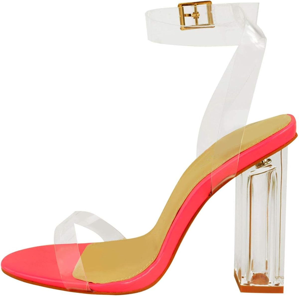 neon pink clear heels