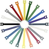 Patu Reusable Fastening Cable Ties - 20 Pcs 4 Inch Microfiber Cloth Hook and Loop Cord Management Wire Organizer Straps, Assorted Colors