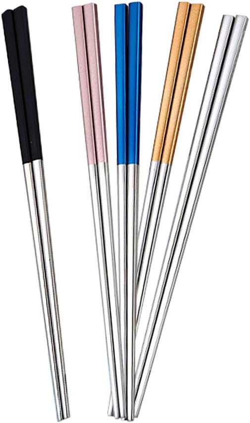 304 Stainless stee chopsticksl metal chopsticks polished muticolor reusable chopsticks High-end multi-color (steel color+silver)