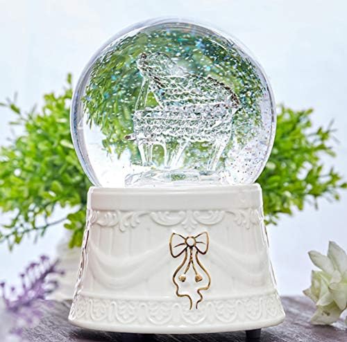 YYMUSS Music box for girls boys Crystal Crafts piano crystal ball rotating belt Snowflake music box children's gift 10x10x14.5cm
