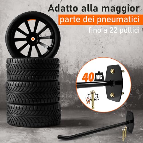 Upgrade4cars Car Tyre Holder for 4 Tyres | Wall Tyre Holder | Wall Mounted Wheel Hanger | Hooks for Hanging Tyres