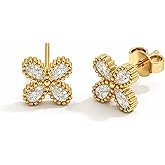 Mchic Cubic Zirconia Earrings for Women Trendy: 18k Gold/Silver Plated Hypoallergenic CZ Stud Earrings for Women Dainty Tiny Diamond Studs Minimalist Simple Earring for Earlobe Piercing Gold Jewelry