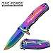 Free Engraving - Tac-Force Titanium Coated Stainless Steel Quality Pocket Knife (Rainbow)