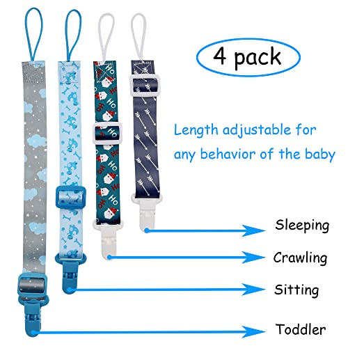 Leo Tube Pacifier Clip with Length Adjustable Belt 4 Pack Pacifier
