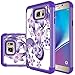 Samsung Galaxy Note 5 Case,Yiakeng Shock Absorbing Dual Layer Protective Fit Armor Phone Case Cover Shell for Samsung Galaxy Note 5 (Purple Flower)