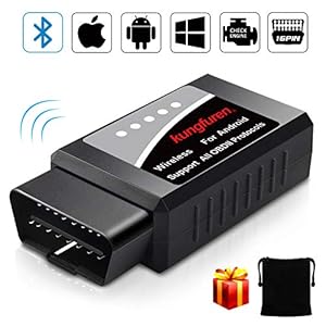 kungfuren OBD2 Bluetooth adapter, OBD2 diagnoseapparaat voor Android Windows Torque Interface EOBD OBDII autoscanner…