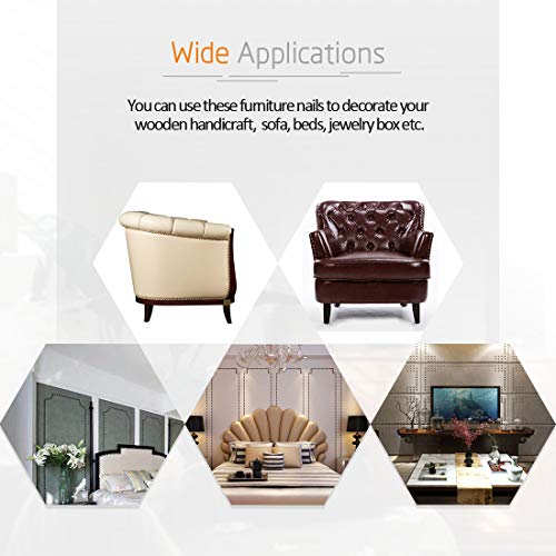 Rustark 250Pcs 5/8'' [16×20mm] Antique Upholstery Decorative