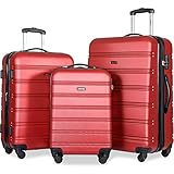 Merax Travelhouse Luggage 3 Piece Expandable Spinner Set (Red_1)