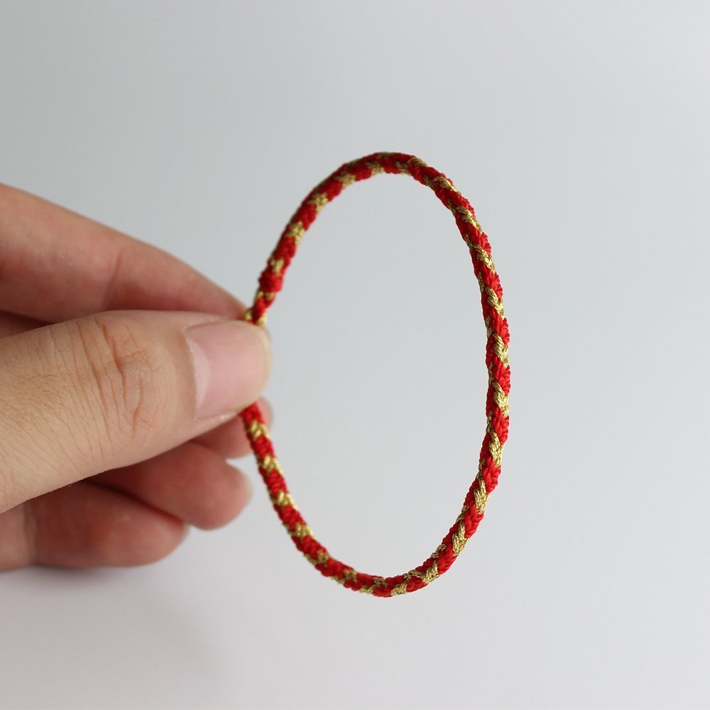 TALE Tibetan Lama Monk Handmade Lucky Knots Bracelet Red Mix Golden