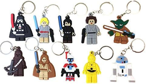 Spacebunny Trading Ltd Star Wars Block Movie Style 10 Piece Key Chain Key Ring Bag Charm Party Favor Set Vader