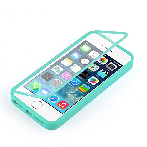 Hovisi display anti shock silicone flap flip cover case for IPhone 5/5S/SE (GREEN)