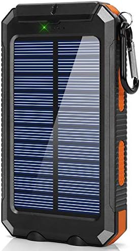 Ayyie Solar Charger,10000mAh Solar Power Bank Portable External Backup Battery Pack Dual USB Solar Phone Charger with 2LED Light Carabiner and Compass for Your Smartphones (Orange New)