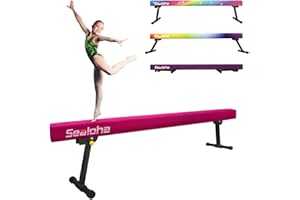 Sealoha 8ft Ultrasimple Adjustable&Foldable Balance Beam,High-Low Floor Beam Suede Gymnastics Equipment,No Tool Require, Gymnastics Beam for Training&Professional HomeTraining