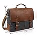 Lifewit Genuine Leather Flap Vintage 15.6 Inch Laptop Canvas Messenger Satchel Bag (Grey)