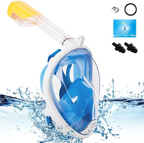 YUDER Full Face Snorkel Mask with 180° Full Face Scuba Mask Snorkeling Mask Breathing & Anti-Fog Anti-Leak Panoramic View Snorkel Set for Adults or Kids,Detachable Camera Mount Pivot Arm and Earplug