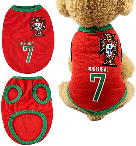 COSL Dog Clothes Football T-shirt 2018 World Cup FIFA Team Jersey for Pet Portugal (1 PSC) (M)