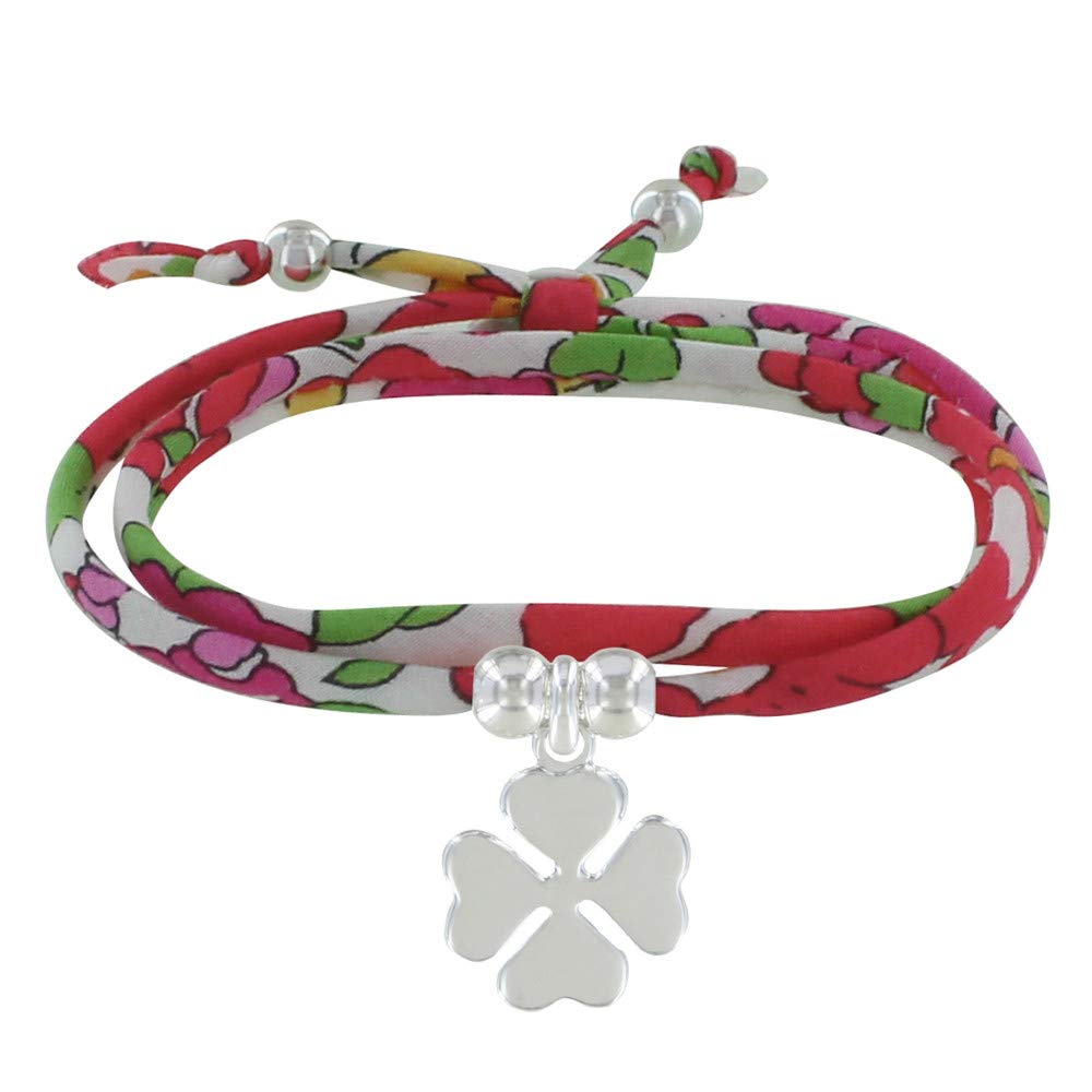 LES POULETTES BIJOUX - Double Round Link Bracelet liberty and Silver 925 Lucky Charm - Classics - Red Geranium