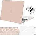 MOSISO Compatible with MacBook Air 13 inch Case 2025 2024 2023 2022 M4 A3240 M3 A3113 M2 A2681, Plastic Hard Shell&Keyboard Cover&Screen Film&Type C for MacBook Air 13.6 inch Case, Camel