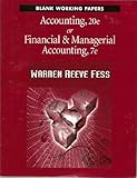 Blank Working Papers, Accounting, Warren, Charles and Reeves, 0324051867