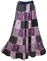 Women's Maxi Skirt Purple Patchwork Vintage Retro Maxi Skirt M