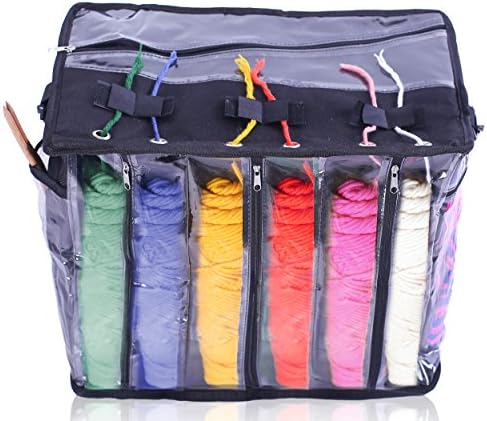 Imperius Yarn Storage Bag - Portable Tote Easy to Crochet/Knitting Organization.Storage for Accessories and Slits on Top to Protect Wool and Prevent Tangling-Black