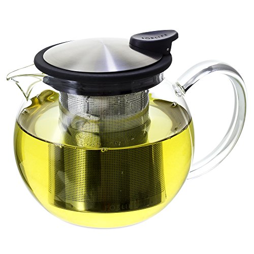 FORLIFE Bola Glass Teapot with Basket Infuser, 25oz./750ml., Black Graphite - Thumbnail 5