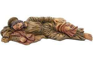 VILLAGE GIFT IMPORTERS Statue of Sleeping St. Joseph | Patron Saint of The Universal Church, Unborn Children, Fathers, Workers, Travelers, Immigrants, and a Happy Death | 6 inches long 1.5 inches tall