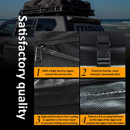 Aaaspark Rooftop Cargo Carrier Bag - Waterproof & Coated Zippers 15 Cubic ft - for Cars and SUV Or Truck with or Without Racks(Black)