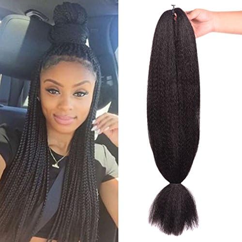 WOME 24inch Kanekalon Synthetic Jumbo Braiding Hair High Temperature Fiber Crochet Braids Extensions(Natural Black 1b#,24"100g/Pcs)