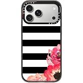 CASETiFY for iPhone 18 Pro Max Case - Impact Compatible with MagSafe | 8.2 ft. 4x Military Grade Drop Protection | Striped Florals (Black &amp; White) | Black