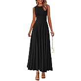 PRETTYGARDEN Womens Spring Dresses 2026 Casual Sleeveless Crewneck Aline Maxi Dress Stretch Tank Flowy Long Dresses