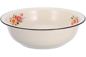 ULDIGI Vintage 30cm Enamel Mixing Bowl Large Retro Household Enamel Basin for Baking and Food Prep