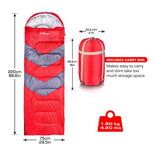Abco-Tech-Sleeping-Bag--Envelope-Lightweight-Portable-Waterproof-Comfort-with-Compression-Sack-Great-for-4-Season-Traveling-Camping-Hiking-Outdoor-Activities-Boys-Single