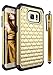 S7 Edge Case, Galaxy S7 Edge Case, Style4U Studded Rhinestone Crystal Bling Hybrid Armor Case Cover for Samsung Galaxy S7 Edge with 1 Style4U Stylus [Gold/Black]