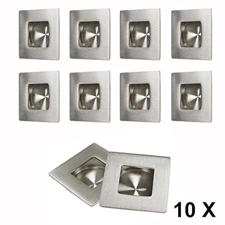 10 X Probrico 50mm Stainless Steel Sliding Door Handle Cabinet Drawer Knob Square Recessed Flush Finger Pull Hidden Concealed Screws