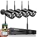 OOSSXX 8-Channel HD 1080P Wireless Network/IP Security Camera System(IP Wireless WIFI NVR Kits),4Pcs 720P Megapixel Wireless Indoor/Outdoor IR Bullet IP Cameras,P2P,App,No HDD