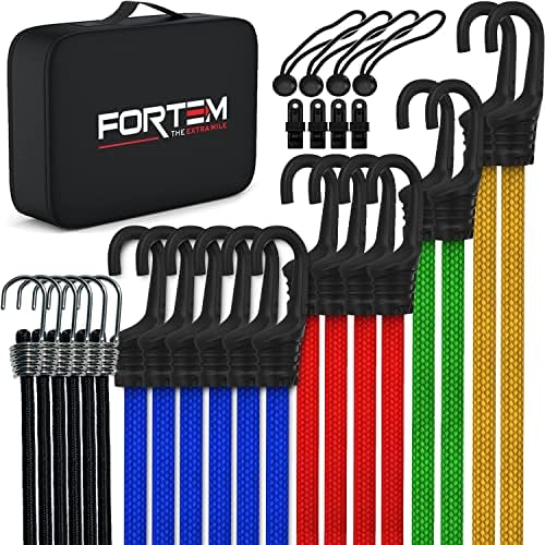 FORTEM Bungee Cord Assortment, 32pk Bungee Cords Multi Pack, Includes