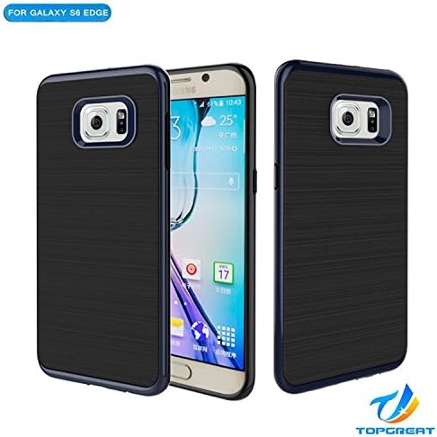 Samsung s6 edge case,Galaxy s6 edge case,TopGreat NEW Designed Shockproof Anti-scratches Brushed-metal Protective Case Cover [Gifts] For Samsung Galaxy s6 edge,Girls,Boys,Kids,Man,Women (Navy Blue)
