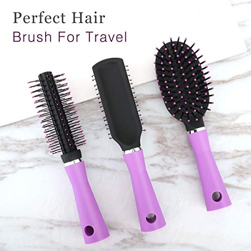 Luxspire Travel Hair Brush Set, Antistatic Round Hair Brushes for