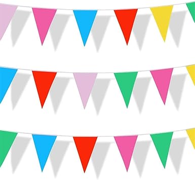 Amazon Co Jp 三角旗 イベント カラフル ガーランド 結婚式 飾り付けパーティー キャンプテント 運動会 防水タイプ 式典用品 10m スポーツ アウトドア