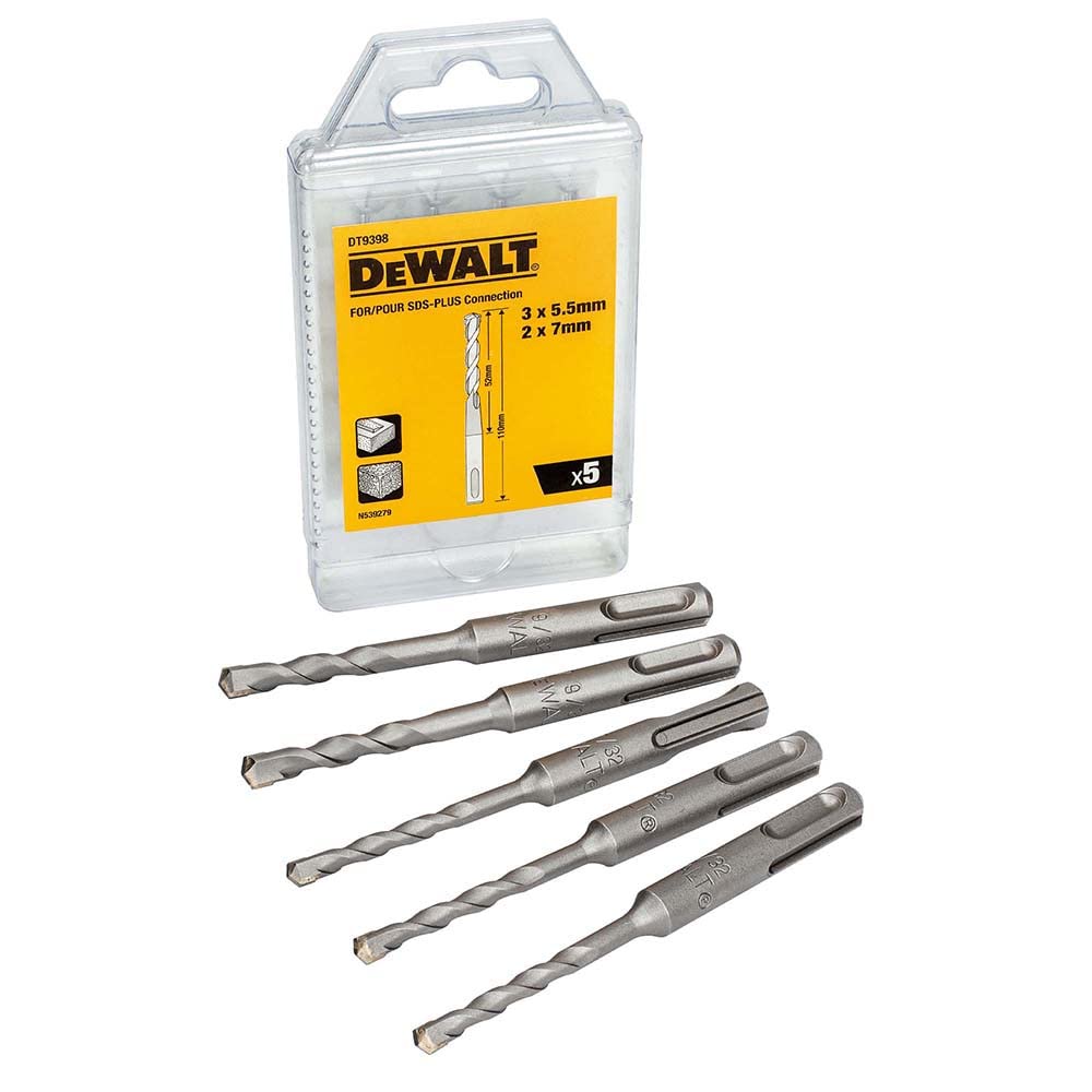 DEWALT DEWDT9398MQZ DT9398 SDS Plus Drill Bit Set 5 Piece Display of 1