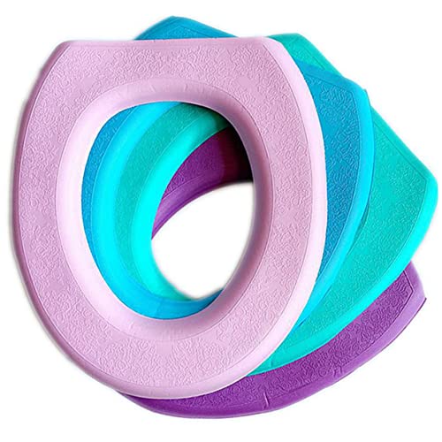 FOYTOKI 2Pcs Thick Eva Toilet Seat Covers Washable and Sticky Mats for Bathroom and Green Blue Design for Home Use