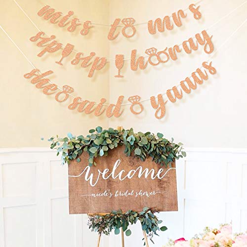 image for Faisichocalato Bachelorette Banner Rose Gold Glitter Bridal Shower Eng