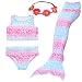 Camlinbo 3PCS Girls' Swimsuit Mermaid Tail for Swimming Tropical Bikini Prime Deals Gift Masquerade Pool Party (Child Medium/5-6/Tag 120, A 1Cherry Pink)