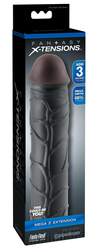 Pipedream Fantasy Mega X-Tensions Penis Sleeves, 3 Inch, Black