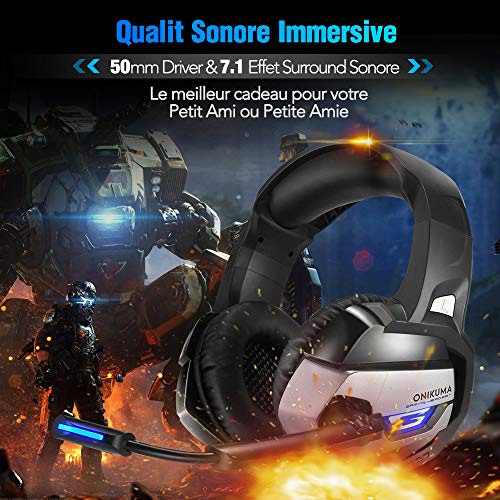 Gaming Headset for PS4, Xbox One (Adapter Needed), Nintendo Switch (Audio). PS4 Gaming Headset with 7.1 Surround Sound, Crystal Clear Sound, LED Lights & Noise-canceling Microphone.