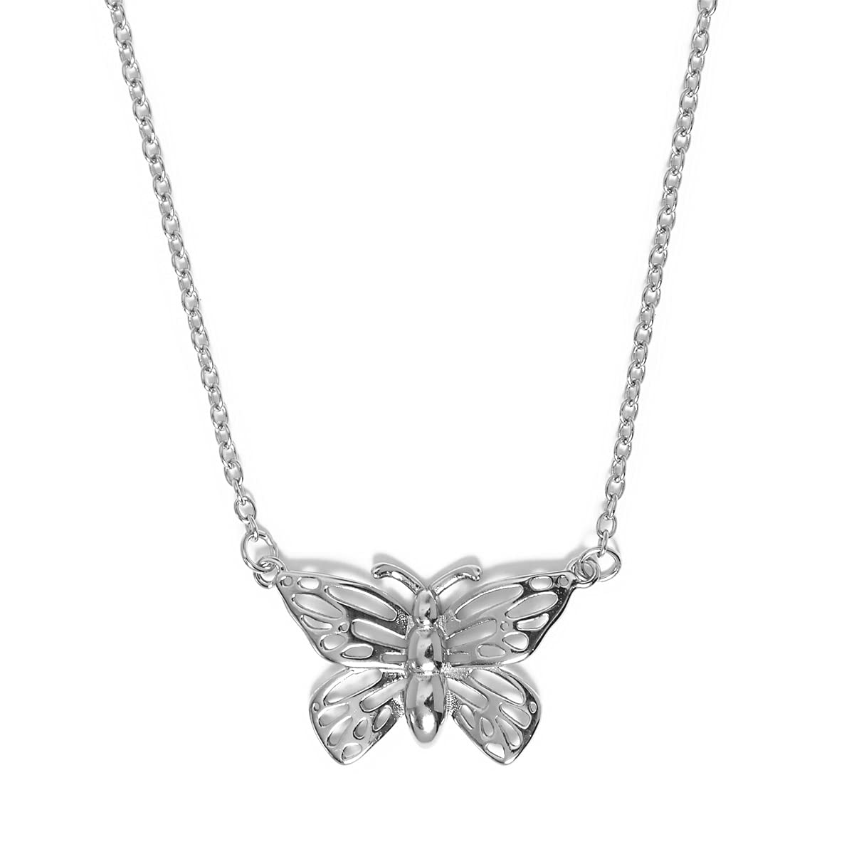 Annie Oak Womens 925 Silver Butterfly Necklace Princess Length