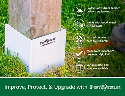 Post Shields Post Sleeve Post Protector Protects Mailbox, Deck & Fence Posts from Lawn, Grass & Yard Maintenance Equipment - Fits 4x4 Wood & Metal Posts - No Tools, Screws or Nails Needed - Thumbnail 3