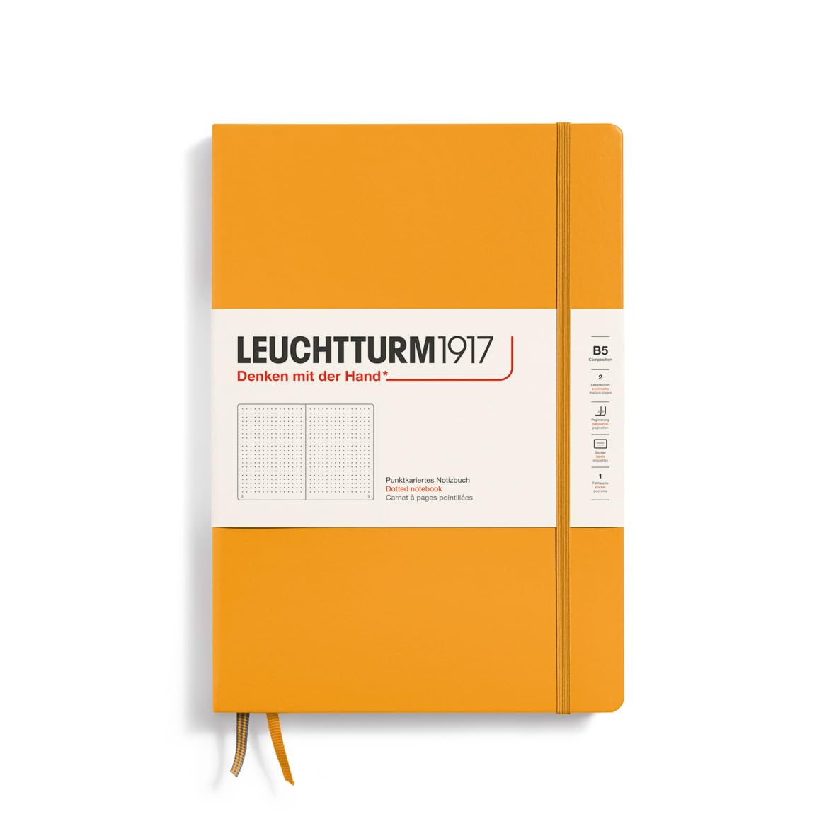 LEUCHTTURM1917 366166 Notebook Composition (B5), Hardcover, 219 Numbered Pages, Rising Sun, Dotted